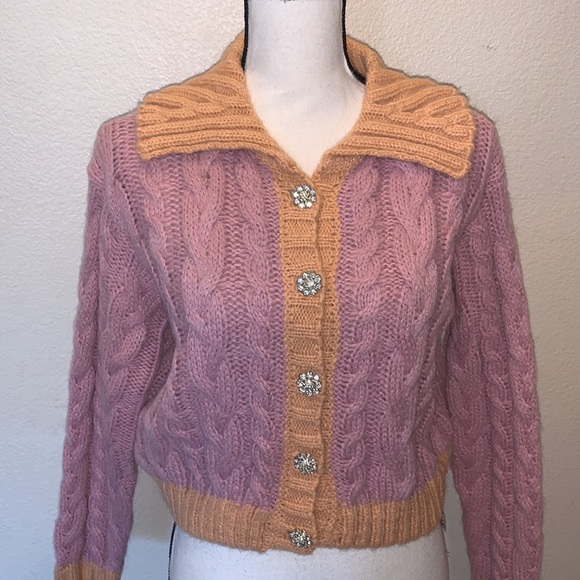 NWT Lush Bradie Crop Cable Knit Cardigan Sweater - Picture 2 of 8